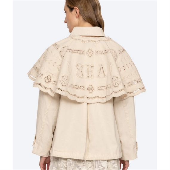 Sea New York MARIE Embroidery Cape Jacket, Cream